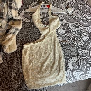 Worn once pearl embellishment white cutout dress
